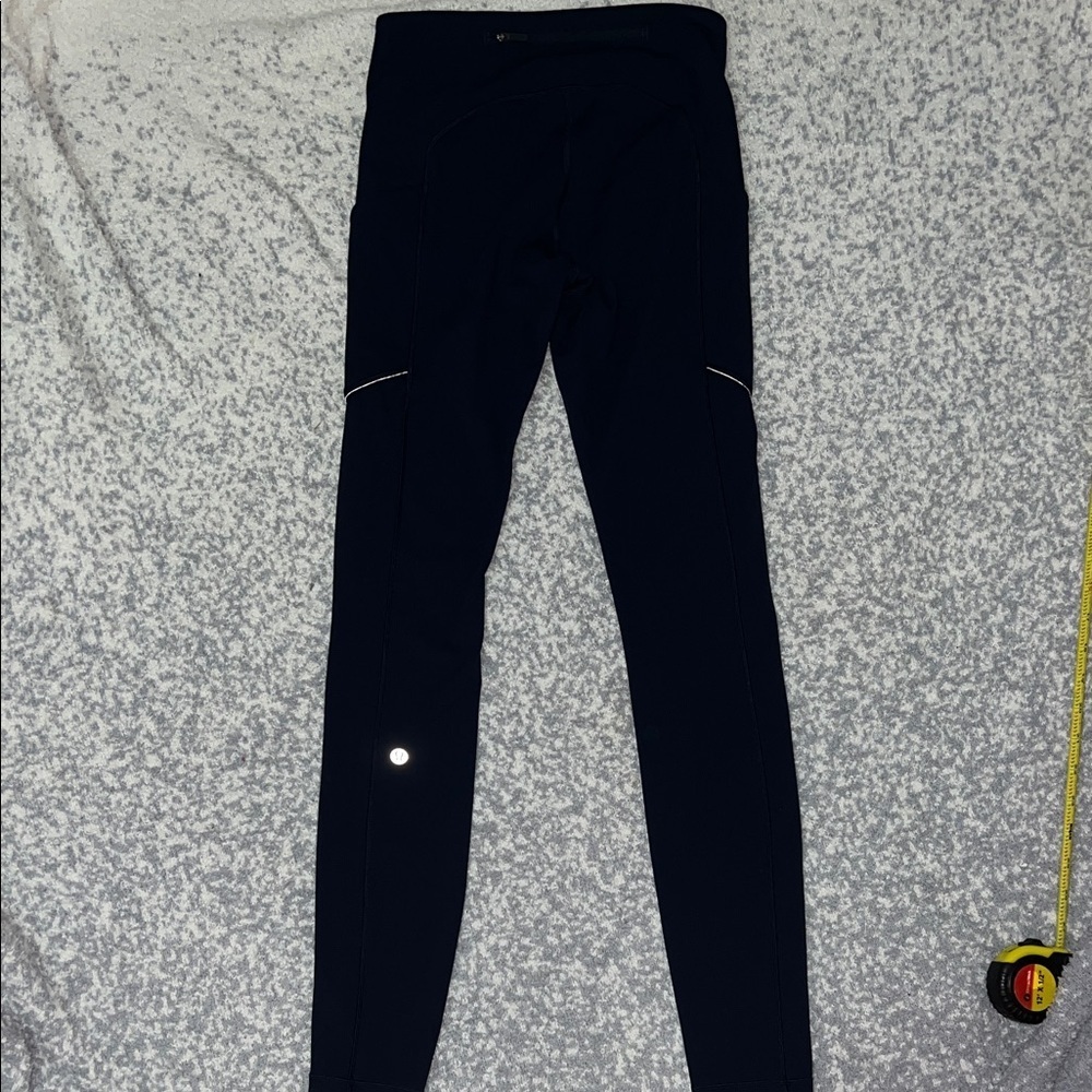 Lululemon Atlética Speed Up 5 Pockets Thigh Leggings Navy Blue Size 4